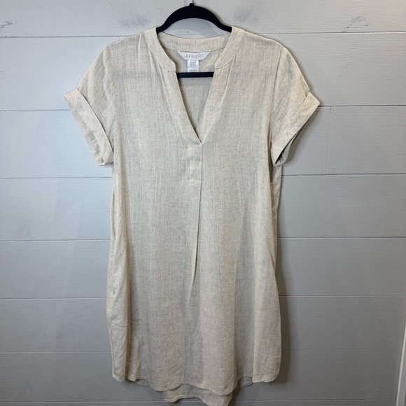 Apricot | Women’s Linen Blend V-Neck Dress Size 4 - Picture 1 of 10